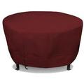Eevelle Meridian Patio Round Table Cover with Marine Grade Fabric - Waterproof Outdoor Firepit Cover - Furniture Set Covers for Dining Table - Easy to Install - 25.5 H x 48 D Burgundy