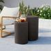 COSIEST Concrete Side Table Set of 2 Round Outdoor Side Tables Decorative Garden Stools for Indoor Outdoor