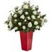 Nearly Natural Rose Bush Artificial Plant in Red Planter