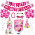 Duobla Pet Birthday Party Accessories Dog Hat Bow Tie Triangle Scarf Pull Flag Balloon Set Party Pink Blue Decoration Supplies