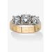 Women's 2.28 Tcw Round Cubic Zirconia Three-Stone Anniversary Ring Gold-Plated by PalmBeach Jewelry in Gold (Size 6)