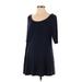 Old Navy - Maternity Casual Dress - A-Line Boatneck 3/4 sleeves: Blue Print Dresses - Women's Size Small