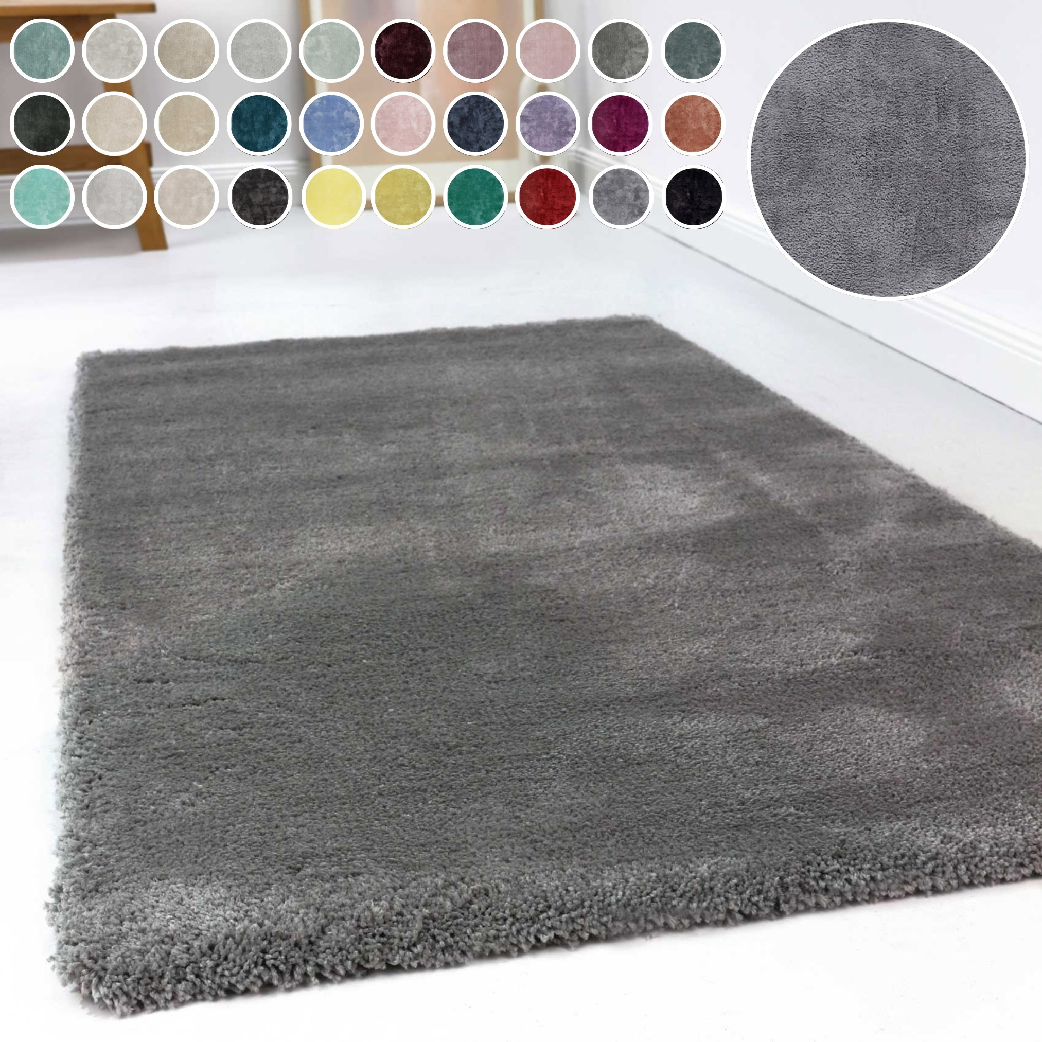 Hochflor-Teppich ESPRIT "Relaxx ESP-4150", grau (grau, taupe), H:25mm Ø:200cm, Kunstfaser, Teppiche, Wohnzimmer, sehr große Farbauswahl, weicher dichter Hochflor