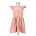 ASOS Casual Dress - A-Line Square Sleeveless: Pink Solid Dresses - Women's Size 8