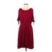 Torrid Casual Dress Scoop Neck 3/4 sleeves: Burgundy Print Dresses - Women's Size Medium Plus