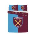 DreamTex West Ham United FC Claret Sky Double Duvet Cover & Pillowcase Set - Reversible 100% Cotton Bedding Duvet Cover with Pillow Case - Comfortable & Breathable Duvet Cover, Full