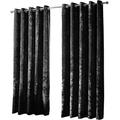 B&B Crushed Velvet Fully Lined Kids Curtains Drapes for Kitchen Decoration- Black 90 x 72 Drop Front Door Block Out Two Panel Curtain with Pair of Tiebacks