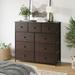 Ebern Designs Ojaswi 9 Dresser, Chest of Drawers w/ Wide 39", Easy-Pull Fabric & Wood Dressers w/ Top Metal in Black/Brown | Wayfair