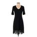 Karen Kane Cocktail Dress - A-Line V Neck Short sleeves: Black Print Dresses - Women's Size X-Small
