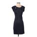 Express Casual Dress - Sheath Scoop Neck Short sleeves: Blue Dresses - Women's Size Small