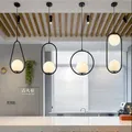 Nordique LED boule de verre pendentif lumières noir argent or laiton métal lampe de chevet simple bar salle à manger suspension luminaire