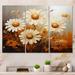August Grove® Daisies Golden Daisies Pointillism II On Canvas 3 Pieces Print Metal in White/Yellow | 40 H x 60 W x 1 D in | Wayfair