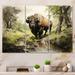 Union Rustic Brown Green Buffalo Shadows Of Serenity On Canvas 3 Pieces Print Metal in Brown/Green | 32 H x 48 W x 1 D in | Wayfair