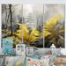 August Grove® Yellow Gray Ferns Dream II On Canvas 3 Pieces Print Metal in Gray/Green/Yellow | 40 H x 60 W x 1 D in | Wayfair