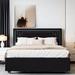 Ivy Bronx Kalju Queen Bed w/ Rivet-decorated, LED Lights & 4 Drawers Upholstered/Velvet in Black | 47 H x 64 W x 86 D in | Wayfair