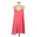 Very J Casual Dress - Mini V Neck Sleeveless: Pink Print Dresses - Women's Size Medium