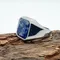 Classico anello da uomo in lapislazzuli naturale con vera pietra quadrata color argento accessori uomo gioielli chirurgici in acciaio inossidabile 2023