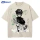 Männer gewaschen Aprikose T-Shirt Streetwear japanische Anime Mädchen gedruckt T-Shirt Harajuku