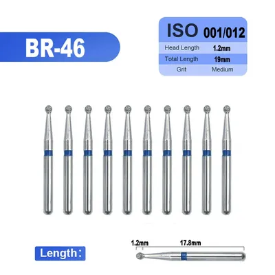 10 teile/satz Dental Diamant FG High Speed Burs für Polieren Glättung Ball Runde Typ Dental Burs