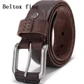 Men's Classic Cow Leather Belt Full Grain 3.8cm Wide Designer Sturdy Jean Hand Stitching Girdle