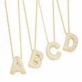Flola klobig klar Kristall erste Halsketten für Frauen kupfer vergoldet 26 Buchstaben Halsketten