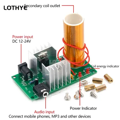 DIY Kit Mini Tesla Spule DC 15-24V 15W Tesla Musik Spule Plasma Lautsprecher Spaß Elektronische Kit Image