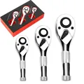 1/4 3/8 1/2 Inch Drive Stubby Ratchet Set Quick-Release Head Mini Ratchet Wrench 72-Tooth Square