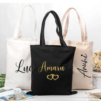 Personalized Tote Bag Bridesmaid Cotton Canvas Tote Bag Proposal Gift Women Canvas Shopping Bag