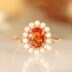Original new S925 silver orange ruby oval ladies ring open pearl light luxury sweet and fresh to