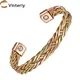 Vinterly Pure Copper Bracelets Magnetic Therapy Leaf Adjustable High Magnet Cuff Bangles Vintage