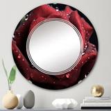 Designart "Red Rose with Raindrops II" Floral Modern Wall Mirror