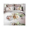 Trade Shop Traesio - Ensemble De Literie 3d Drap Double Sous La Taie D'oreiller Blanc Roses