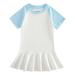 2DXuixsh Pageant Dresses for Girls Summer New Children s Clothing Skirt Girl Love Dress Knitted Cotton Cartoon Princess Dress with Short Sleeve Pleated Skirt Girls Punk Dress Blue Size 140