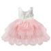 2DXuixsh Jean Jumper Dress for Girls Summer Baby Girls First Birthday Princess Dress Lace Tulle Layer Tutu Skirts Flower Dress for Girls Holiday Dress for Toddler Girls Pink Size 130