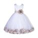 Ekidsbridal Ivory Lace Top Tulle Bodice Floral Petals Flower Girl Dresses Communion Baptism Formal Photoshoot Dance Recital 165S 2