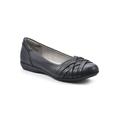 Wide Width Women's Chic Casual Flat by Cliffs in Black Burnished Smooth (Size 6 1/2 W)