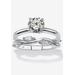 Women's 1.48 Cttw. Cubic Zirconia Sterling Silver 2-Pc. Solitaire Vine Bridal Ring Set by PalmBeach Jewelry in Silver (Size 6)