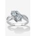 Women's 1.96 Cttw Cubic Zirconia .925 Sterling Silver 2-Stone Bypass Ring by PalmBeach Jewelry in Silver (Size 10)