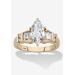 Women's 2.69 Cttw 14K Gold-Plated Silver Marquise-Cut Cubic Zirconia Engagement Ring by PalmBeach Jewelry in Gold (Size 6)