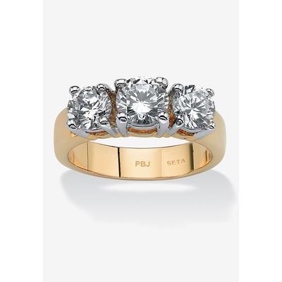 Women's 2.28 Tcw Round Cubic Zirconia Three-Stone Anniversary Ring Gold-Plated by PalmBeach Jewelry in Gold (Size 9)