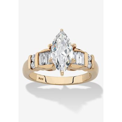 Women's 2.69 Cttw 14K Gold-Plated Silver Marquise-Cut Cubic Zirconia Engagement Ring by PalmBeach Jewelry in Gold (Size 10)