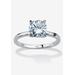 Women's 2 Tcw Round Cubic Zirconia Solitaire Ring In .925 Sterling Silver by PalmBeach Jewelry in Silver (Size 7)