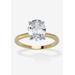 Women's 2.54 Tcw Cubic Zirconia 18K Gold-Plated Oval Solitaire Engagement Ring by PalmBeach Jewelry in Gold (Size 8)