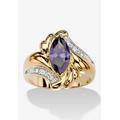 Women's 2.05 Tcw Marquise-Cut Simulated Purple Amethyst Cocktail Ring Gold-Plated by PalmBeach Jewelry in Purple (Size 7)