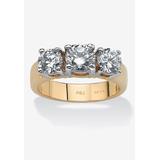 Women's 2.28 Tcw Round Cubic Zirconia Three-Stone Anniversary Ring Gold-Plated by PalmBeach Jewelry in Gold (Size 7)