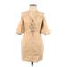 Better be Cocktail Dress - Mini Off The Shoulder 3/4 sleeves: Tan Solid Dresses - Women's Size Large