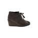 Franco Sarto Ankle Boots: Brown Solid Shoes - Women's Size 7 1/2 - Almond Toe