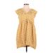Old Navy Casual Dress - Popover: Yellow Checkered/Gingham Dresses - Women's Size Medium