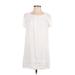 Ann Taylor LOFT Casual Dress - Shift Scoop Neck Short sleeves: White Solid Dresses - Women's Size X-Small Petite