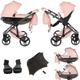 Junama Diamond Hand Craft V3 2in1 3in1 4in1 Baby Pram Pushchair Car Seat ISOFIX + Umbrella Exclusive Prams (2in1 with adapters, Apricot 02)